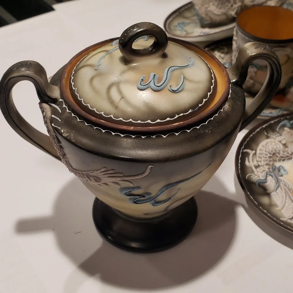 Demitasse Textured White Dragon Set - Picture 7 of 8